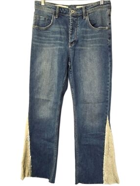Pilcro Anthropologie Sequin High Rise Flare Jeans Sz 29 Blue Sparkle